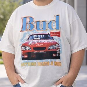 NWT Budweiser Racing Tee, Thick Heavyweight Plus Size 3XL